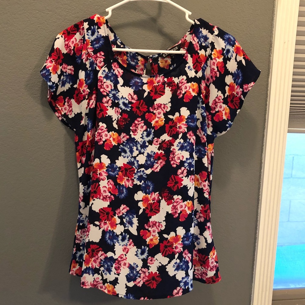 Navy blue floral Express dress shirt